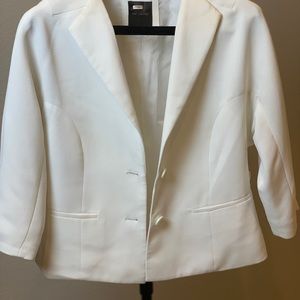 The Limited 3/4 Sleeve White Blazer-M